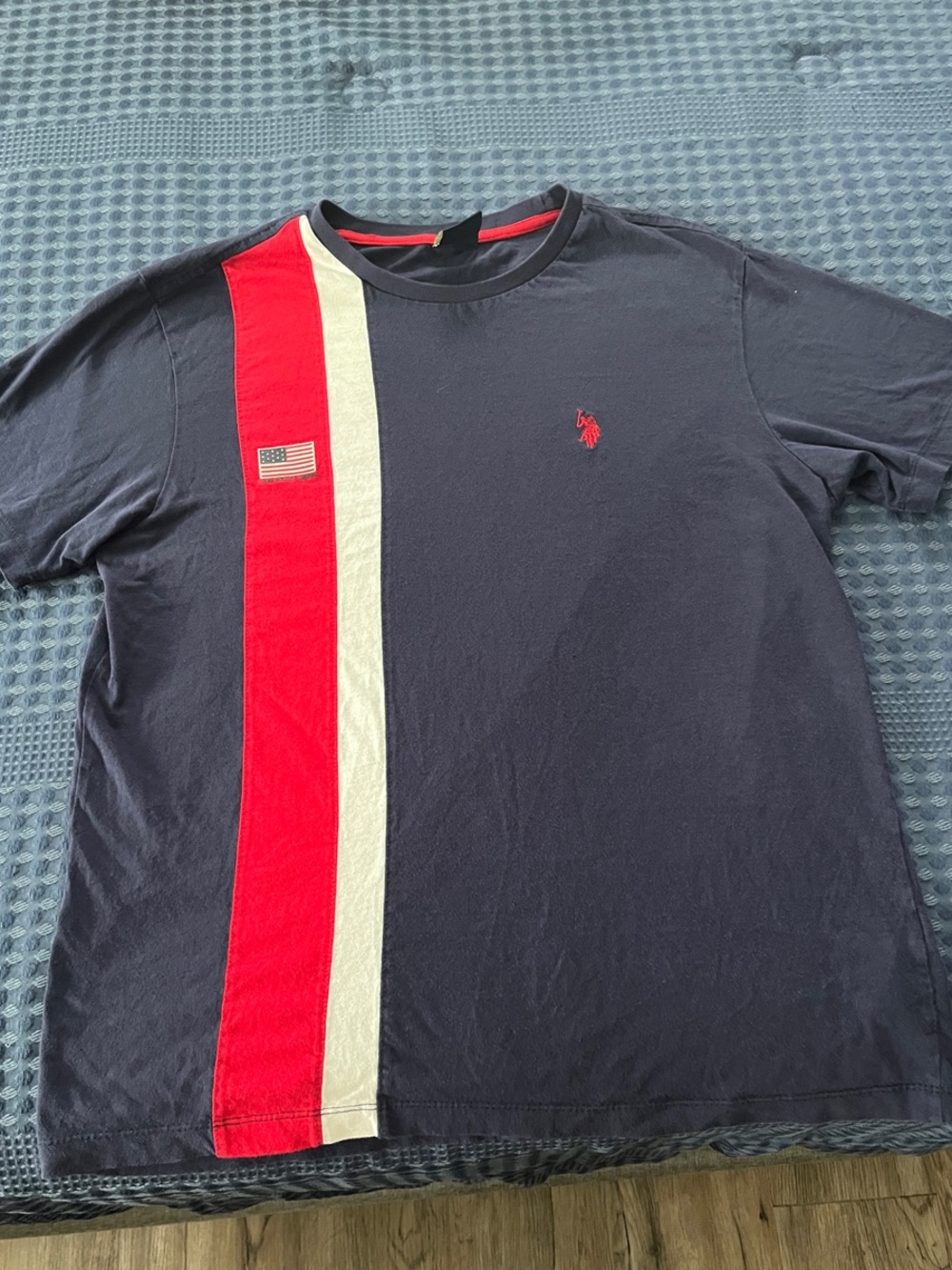 Polo by Ralph Lauren Navy Short-Sleeve Tee with Red and White Stripe